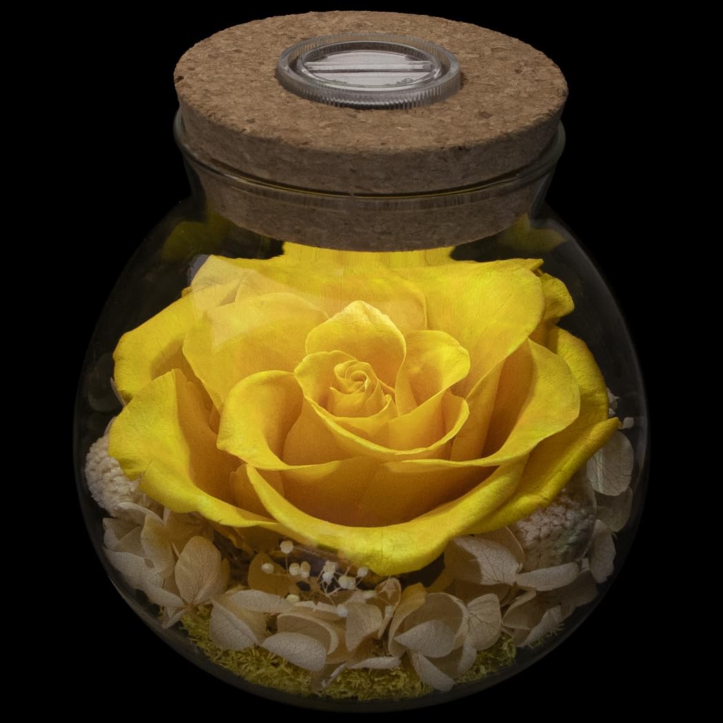 Preserved Real Roses with Colorful Mood Light Wishing Bottle, Eternal Rose,Never Withered Flowers, Table Decor,Christmas Anniversary Valentine's, Blue 4.3inch, 1pcs