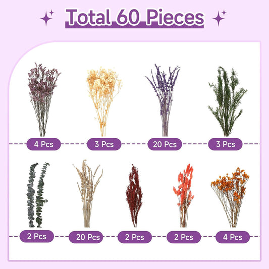 2 Pack Purple Orange Large Dried Fall Flower Bouquets