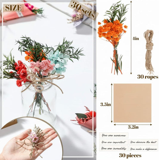 30 Set Mini Dried Flower Bouquet for Craft with Stem,Various Style