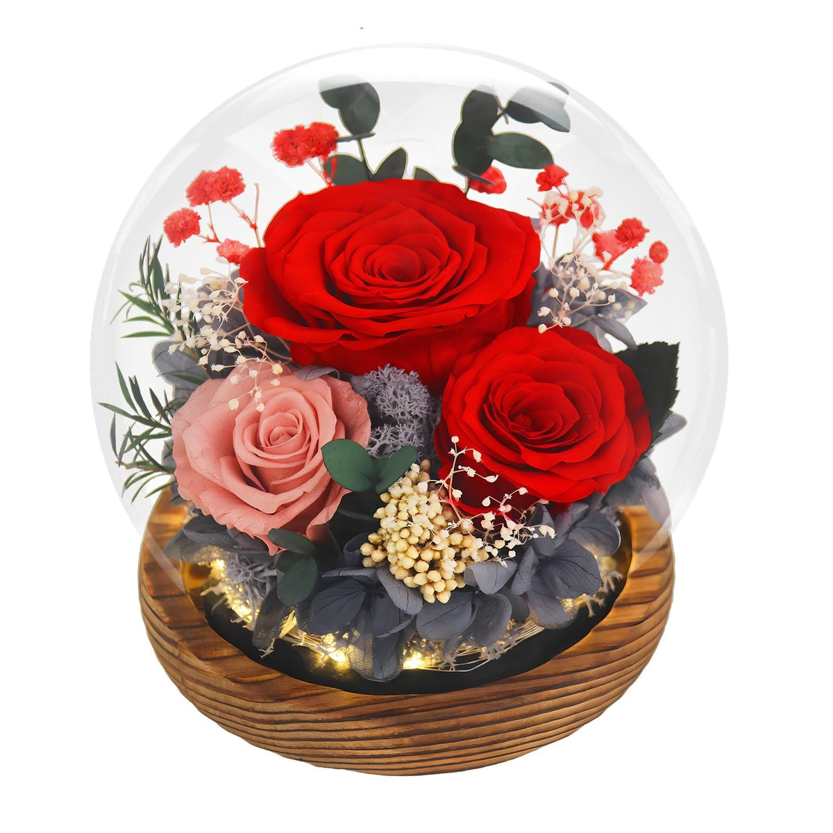 FIACO Gifts for Mom Flowers for Delivery Birthday Gifts for Women Grandma Forever Preserved Eternal Rose in Glass Dome Mother Days Valentines Anniversary for Girlfriend Wife Her, Purple