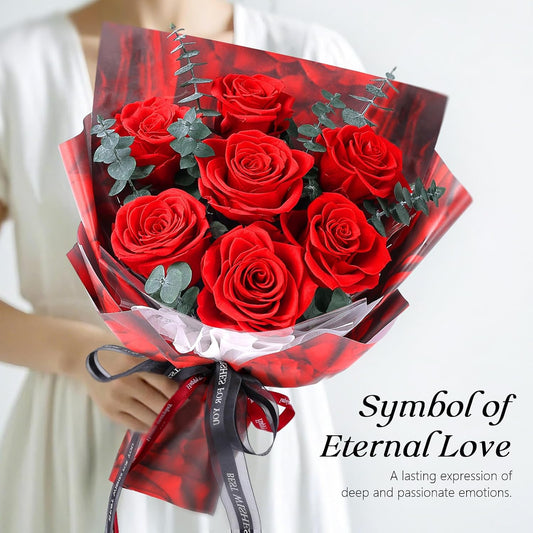 Preserved Flowers for Delivery, 7 Red Roses with Vase, Gifts for Women Her