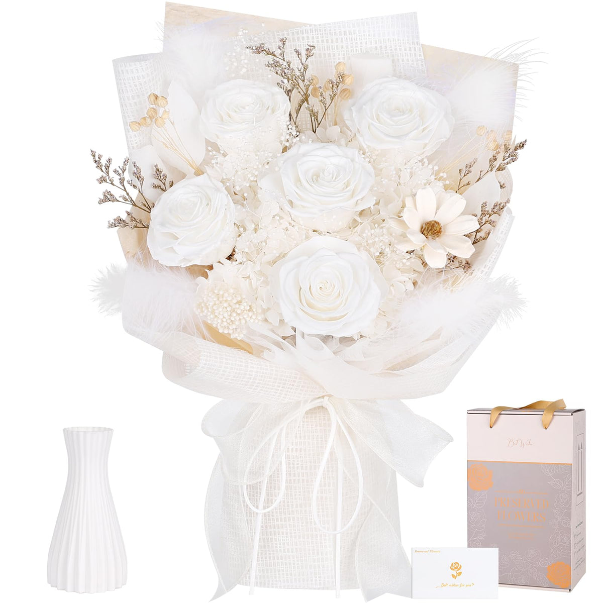 Preserved Flowers for Delivery, Champagne Flower Bouquet, Gifts for Grandma