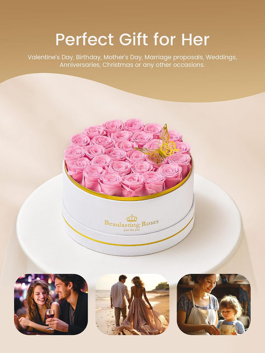 27 Preserved Roses in a Box Forever Flowers for Delivery Prime, Pink