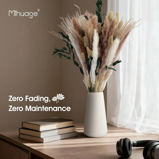MIHUAGE Dried Flower Boho Bouquet – Exquisite Pampas Grass Bunny Tail and Eucalyptus for Home Decor Arrangements, Rustic Flowers for Your Bohemian Home, Bedroom, and Wedding Table Décor