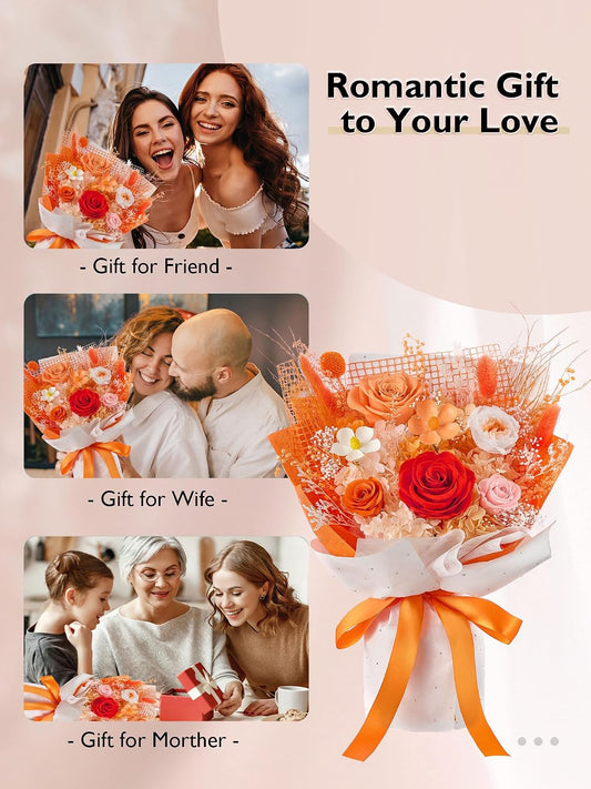 Preserved Flowers Bouquet Forever Flower Flower for Delivery Prime, Orange