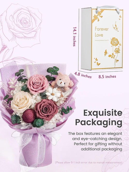 Forever Flower Bouquet Flowers for Delivery Prime Preserved Roses, Purple