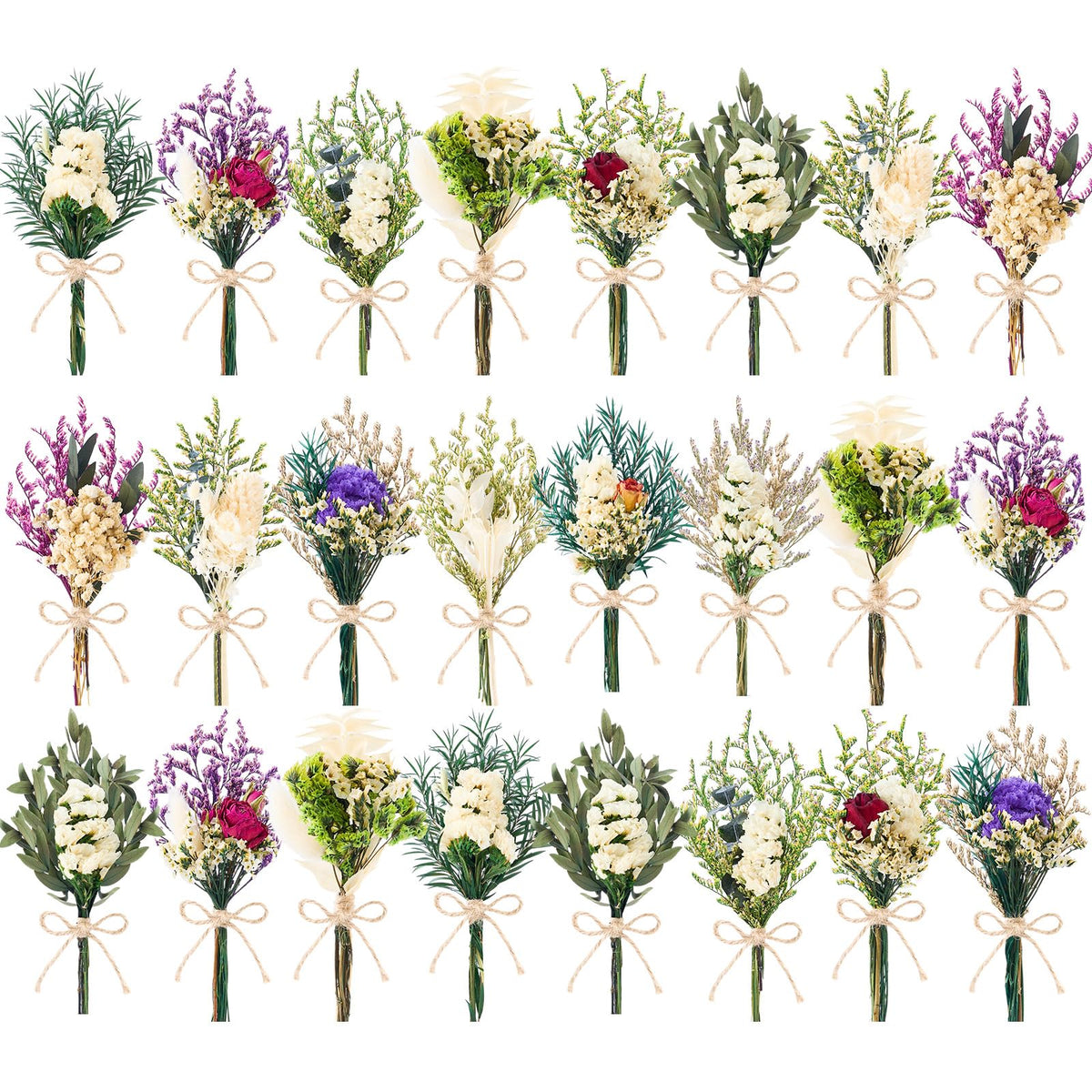 12/24 PCS Charming Mini Dried Flowers Bouquet for Vase