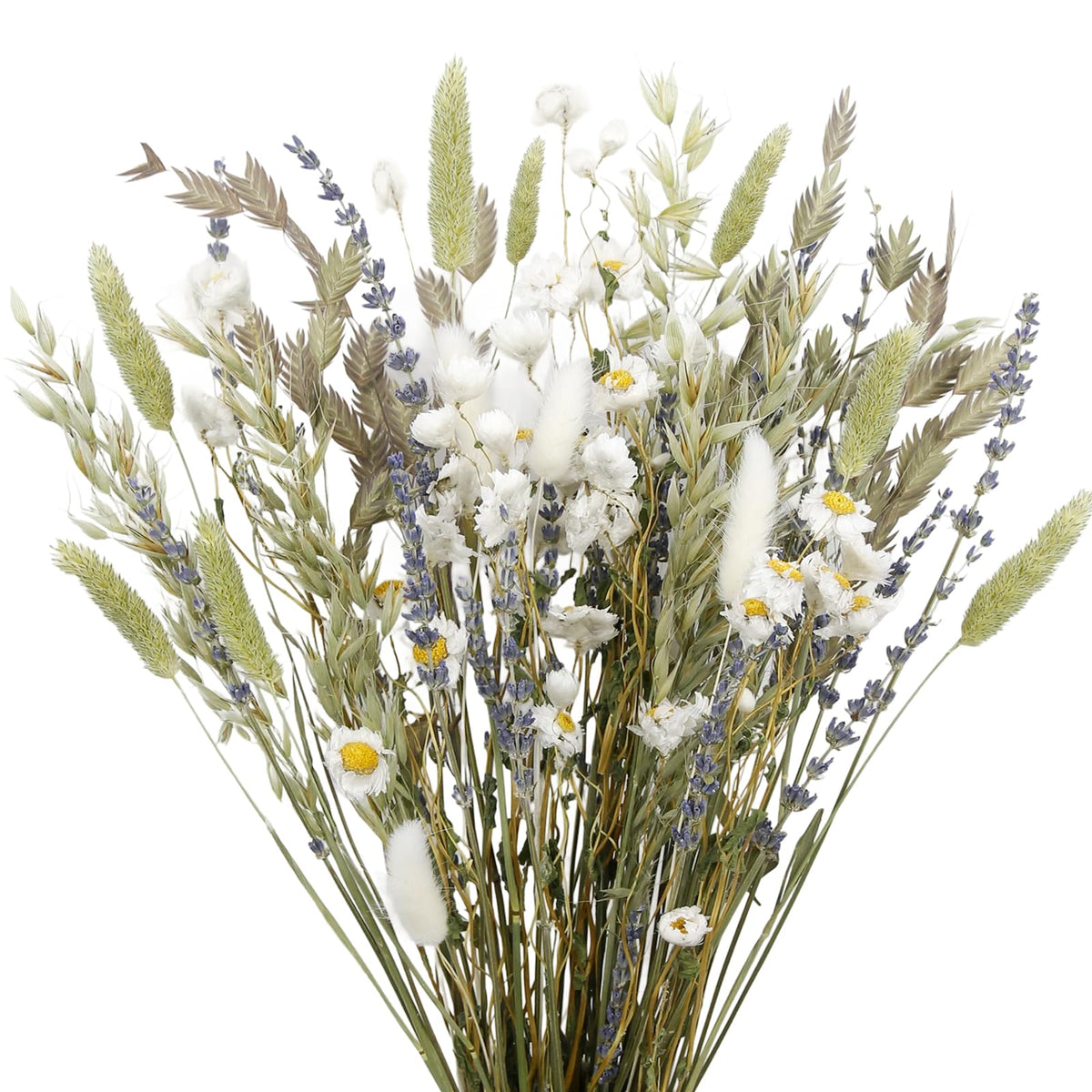 CISDUEO Dried Flowers Bouquet Dried Daisy Flowers Natural Lavender Bundles Dried Gerber Daisies Flowers Bunny Tails Wheat Stalks Floral Arrangements for Wedding Table Centerpiece Decor Farmhouse DIY
