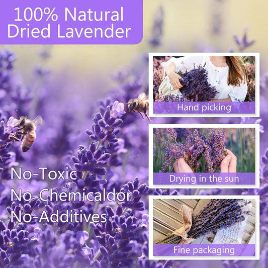 Uieke Natural Dried Lavender Bundles, 280-300 Stems, 180g/6.35oz