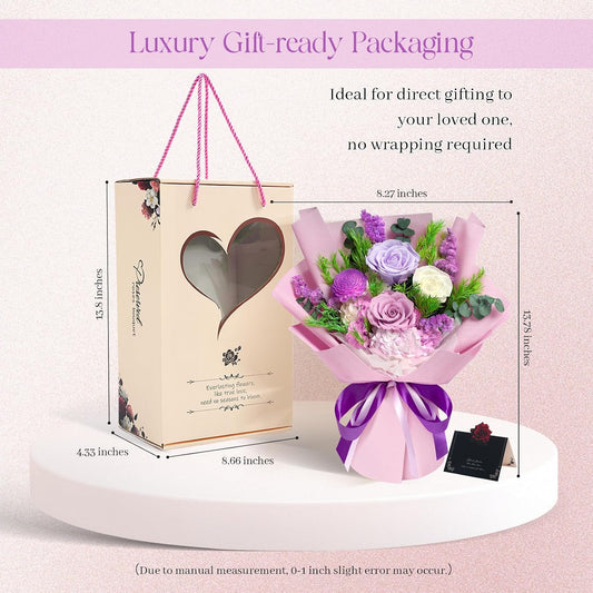 Preserved Flowers Bouquet - Birthday Gifts for Women, Real Flowers for Delivery Prime, Long-Lasting Eternal Rose for Her on Valentines Mothers Day Christmas Anniversary (Purple)