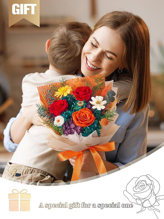 Flowers for Delivery Prime Preserved Flowers Bouquet Birthday Gifts, Orange