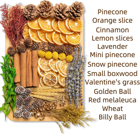 DIY Dried Flowers Kit with Lavender, Pinecone, Scented Orange Slices, Lemon Slices, Cinnamon Sticks for Home Decor, Aroma Diffuser,Christmas Decoration, DIY Crafts Holiday Decor