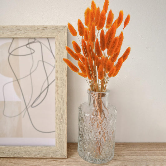 Uieke 120 Pcs Natural Bunny Tails Dried Flowers, 17’’ Dried Lagurus Ovatus, Orange Fall Dried Flowers for Fall Floral Arrangements Wedding Centerpieces Home Baby Shower Party Decorations