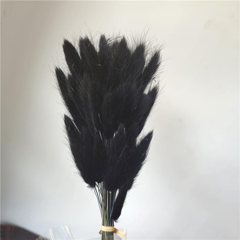 60PCS Rabbit Tail Grass Dried Flowers Dried Natural Floral (Grey)