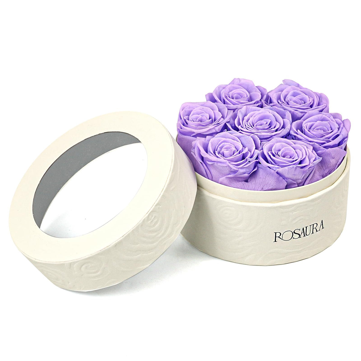 Rosaura Round Preserved Roses Gift Box (Pink, 7 Roses)