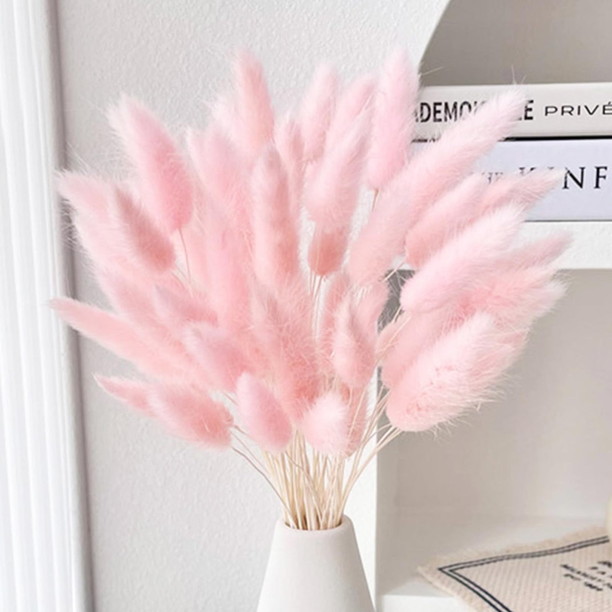 60PCS Rabbit Tail Grass Dried Flowers Dried Natural Floral (Grey)