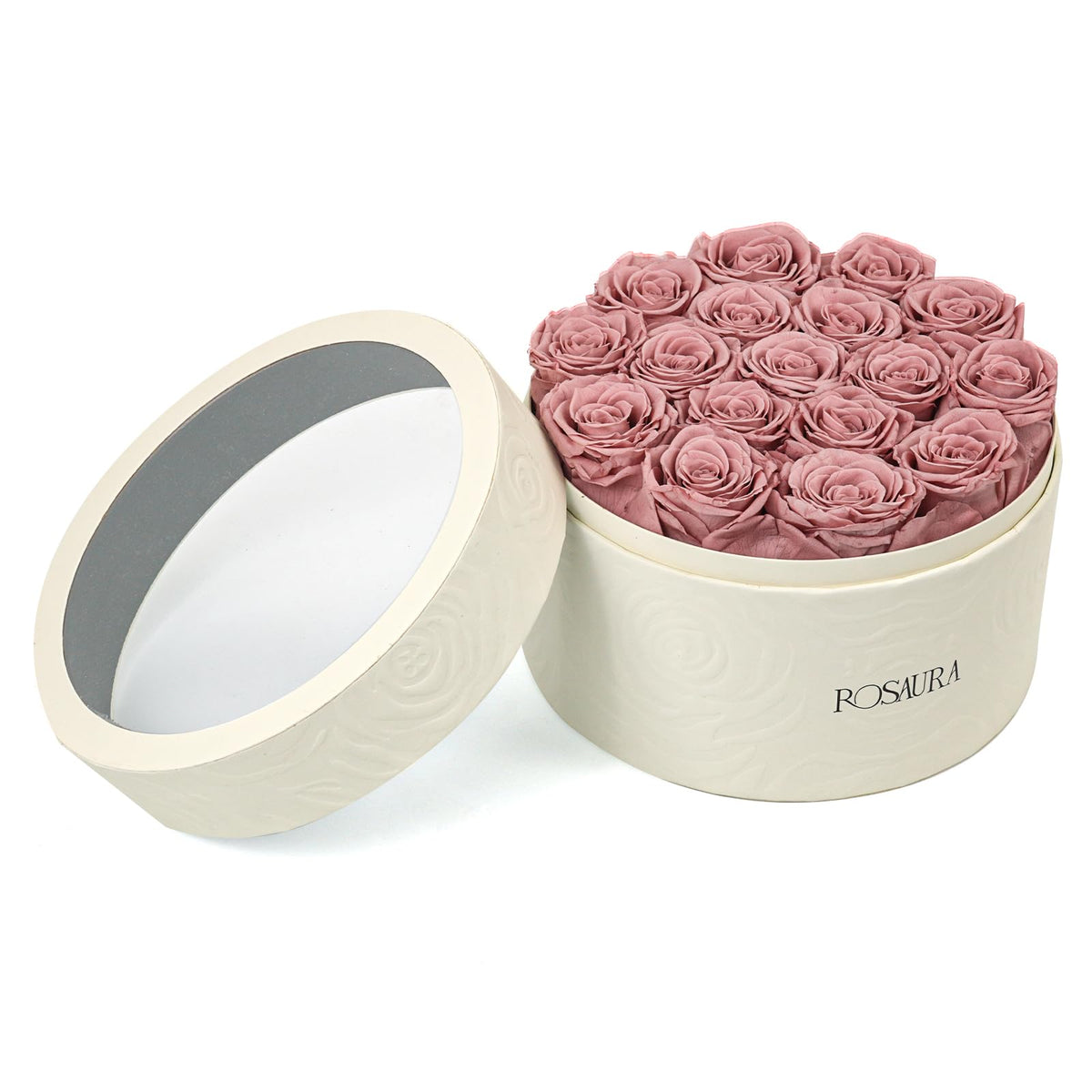 Rosaura Round Preserved Roses Gift Box (Pink, 7 Roses)