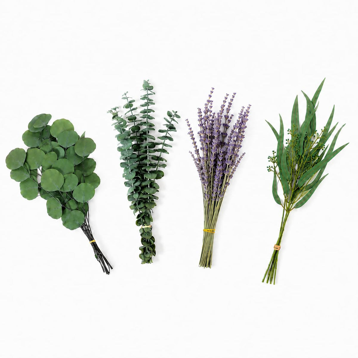 123 PCS Mixed Dried Eucalyptus & Lavender & Yellow Rose Flowers, 17''