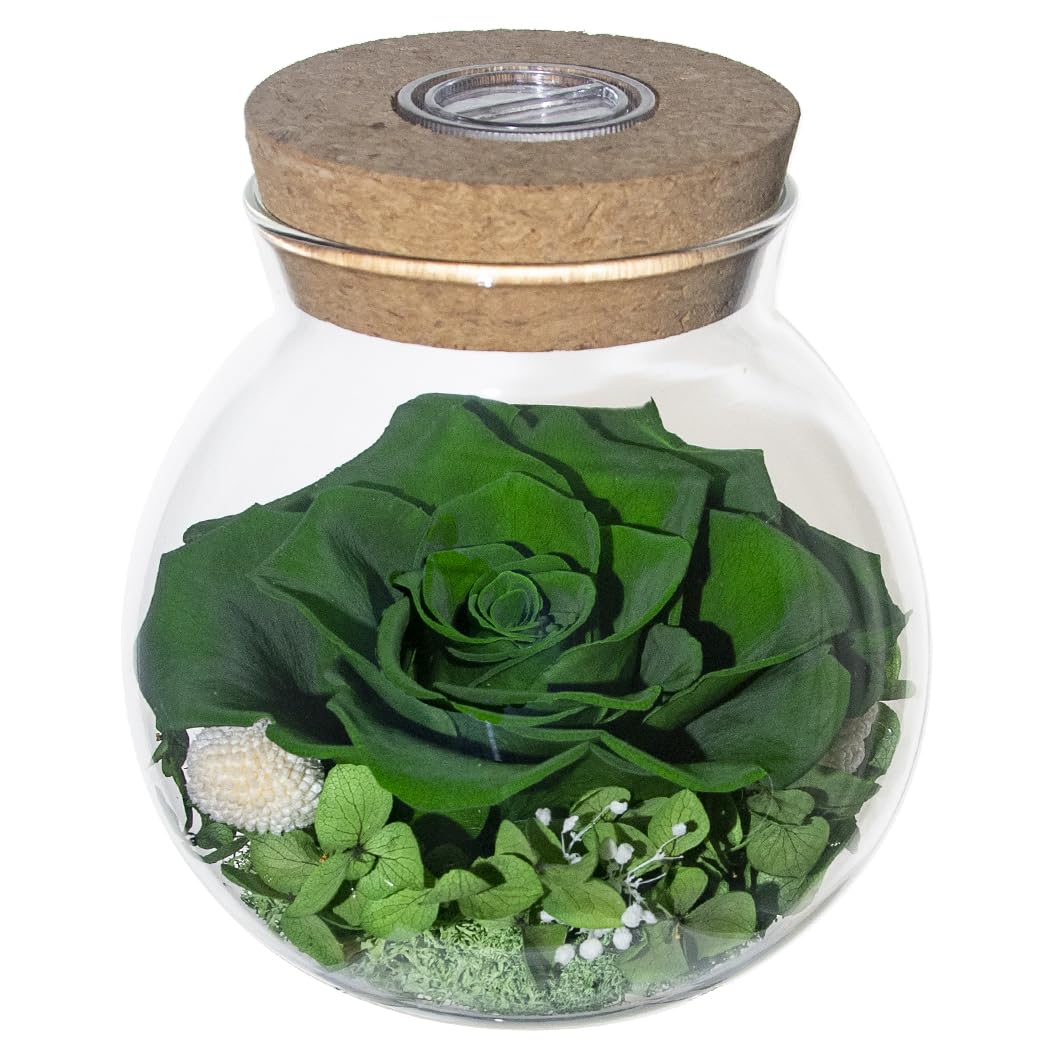 Preserved Real Roses with Colorful Mood Light Wishing Bottle, Eternal Rose，Never Withered Flowers, Table Decor,Christmas Anniversary Valentine's, Blue 4.3inch, 1pcs