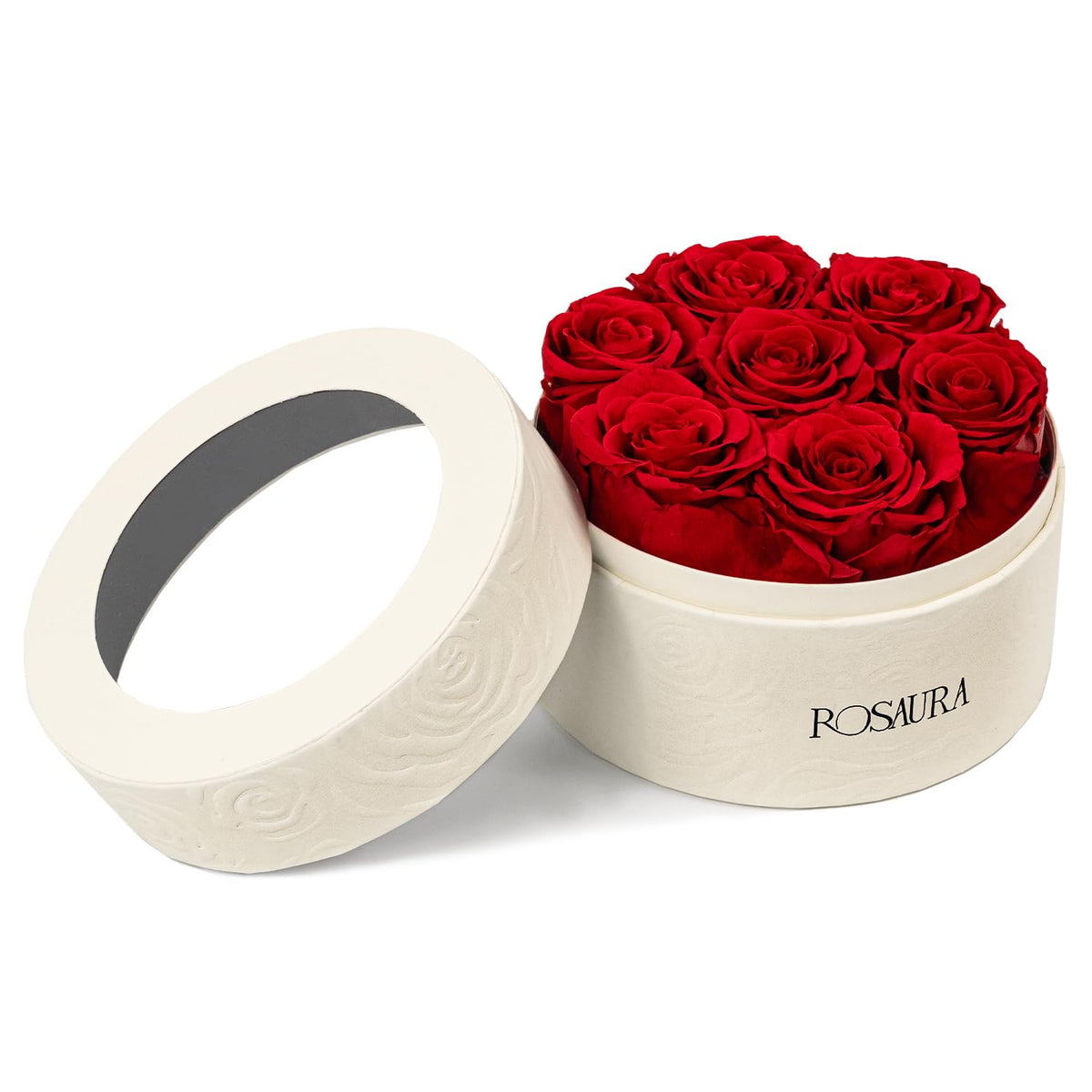 Rosaura Round Preserved Roses Gift Box (Pink, 7 Roses)