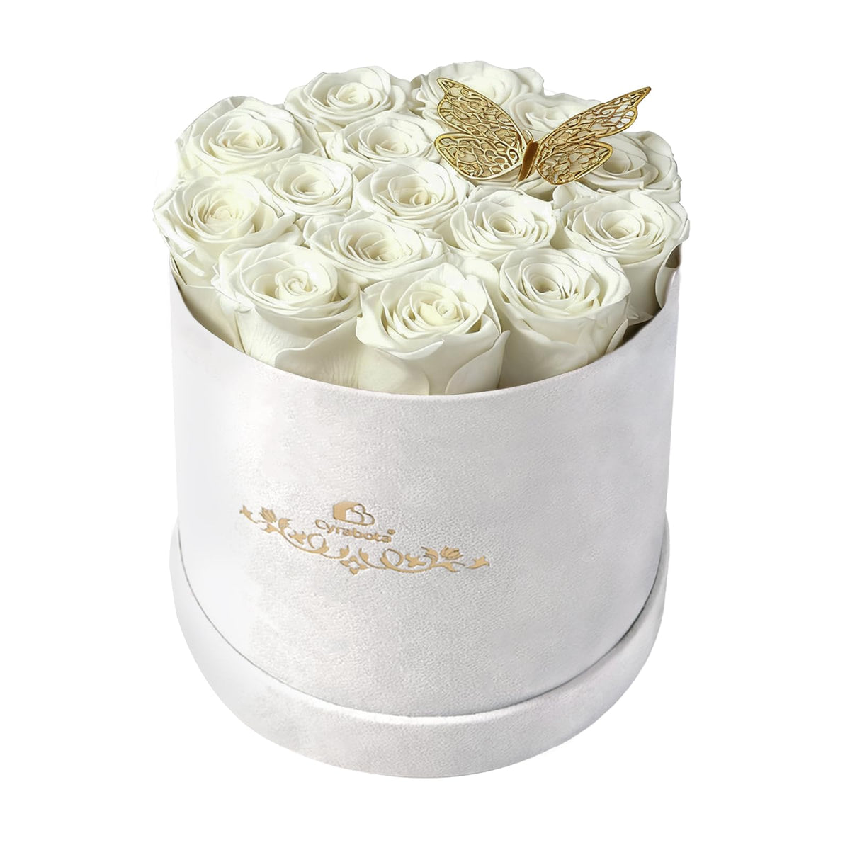 16 Light Pink Preserved Roses Round Gift Box for Women