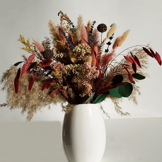 Natural Dried Pampas Grass Bouquet,17" - Boho Autumn Flower Arrangment with Millet Flower & Eucalyptus, Home, Wedding & Farmhouse Decor, DIY Assembly, Vase Not Included