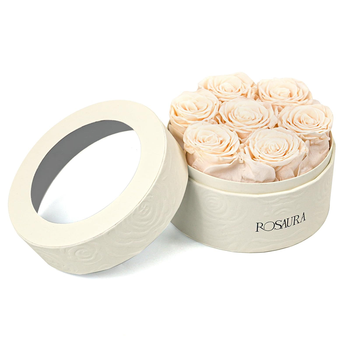 Rosaura Round Preserved Roses Gift Box (Pink, 7 Roses)