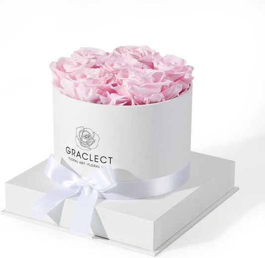 Flowers for Delivery Prime - Preserved Roses in a Box - Forever Flowers, Immortal Roses, Eternal Rose Birthday Gifts for Her, for Mom - Pink Rose