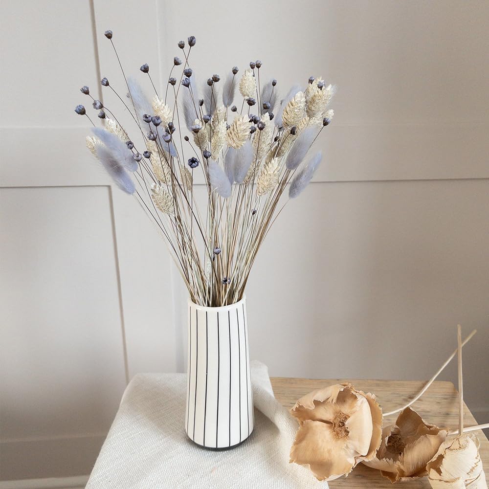 60PCS Rabbit Tail Grass Dried Flowers Dried Natural Floral (Grey)