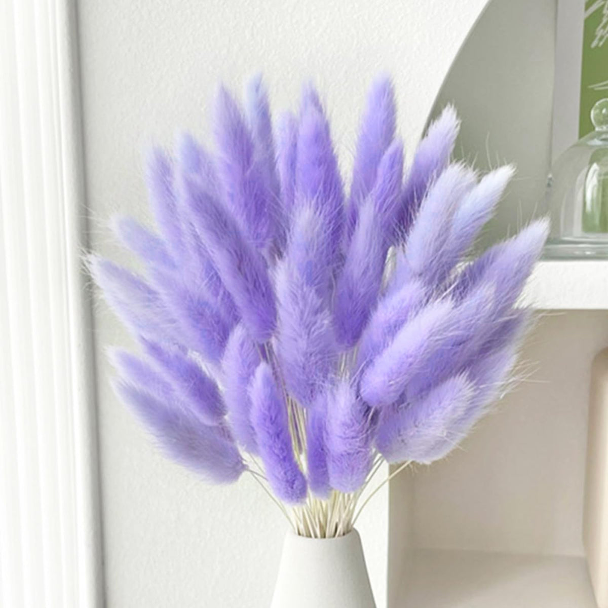 60PCS Rabbit Tail Grass Dried Flowers Dried Natural Floral (Grey)