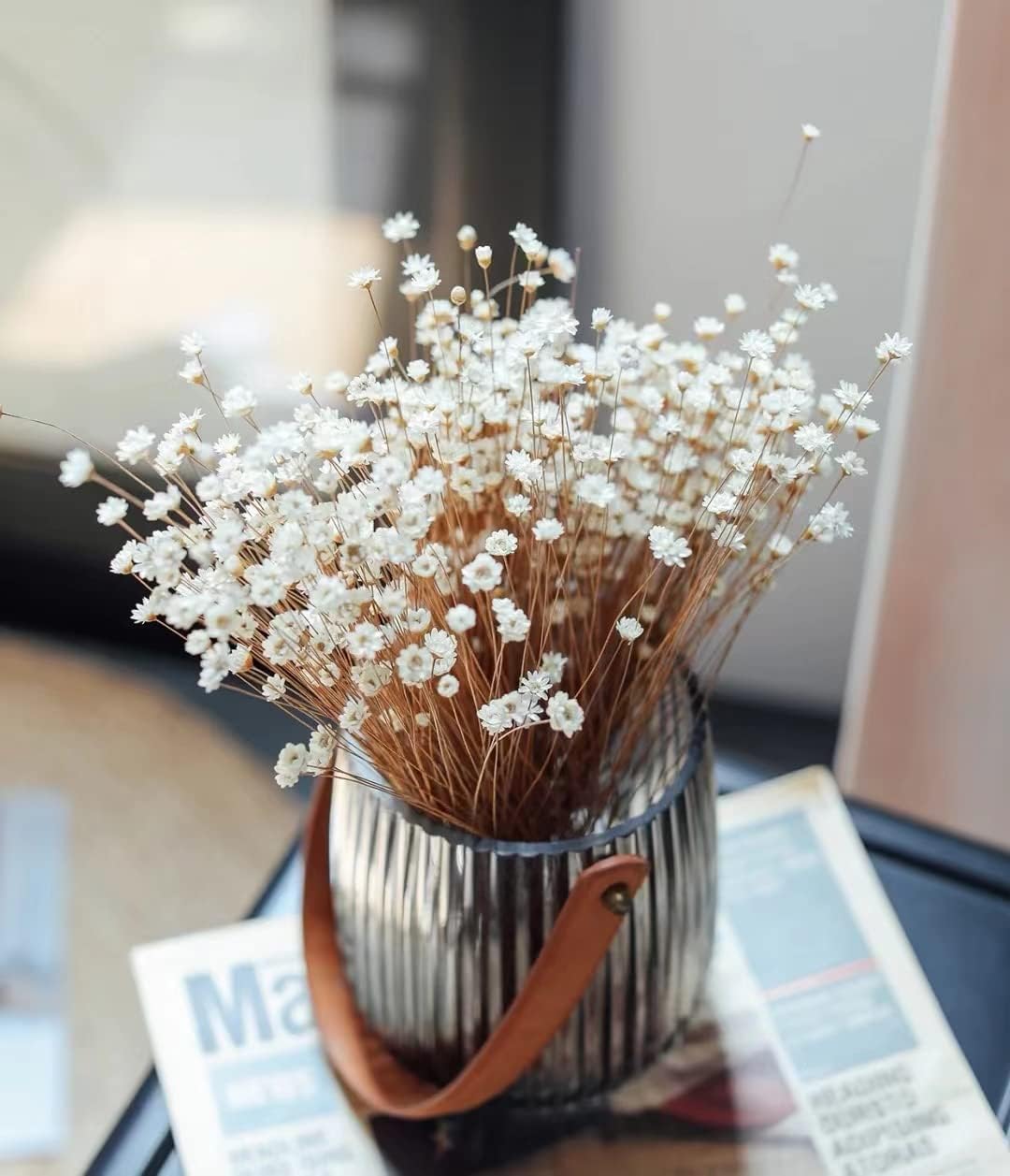 Natural - Dried - Flowers Brazilian Small Star Daisy Dried Decorative Mini Chamomile Bouquet for Wedding Floral Arrangements Home Decorations Valentine's Day Gifts (200 Stems) (White)