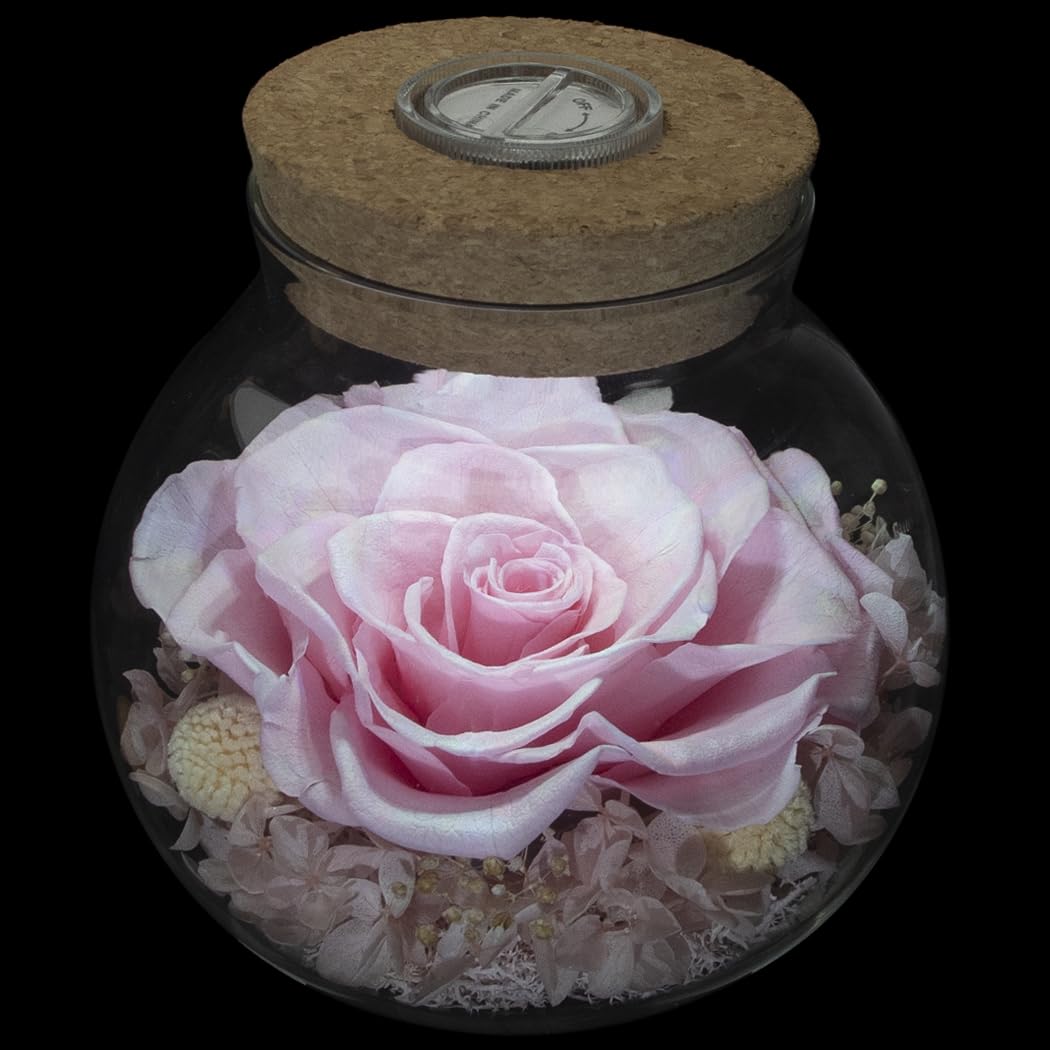 Preserved Real Roses with Colorful Mood Light Wishing Bottle, Eternal Rose，Never Withered Flowers, Table Decor,Christmas Anniversary Valentine's, Blue 4.3inch, 1pcs
