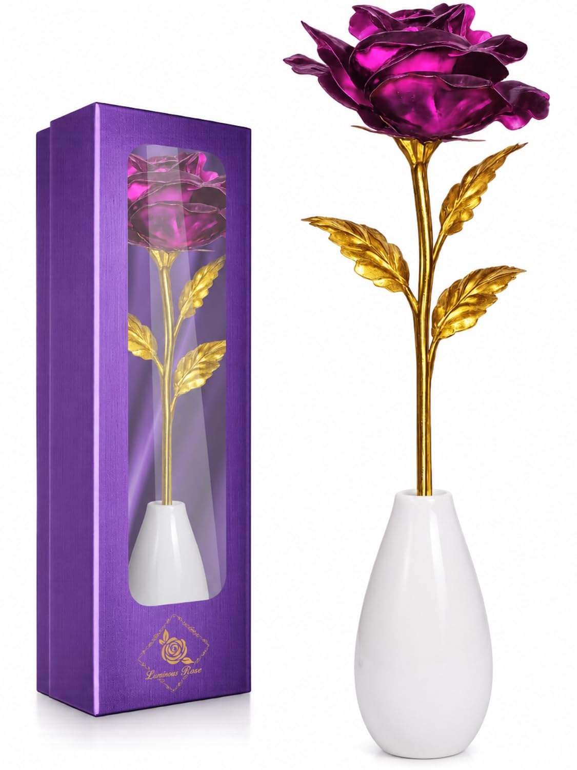 Preserved Flowers Bouquet,Purple Rose Bouquets Birthday Gifts,Flowers for Delivery,Rose Gift for Grandma Wife Anniversary Valentines Day Christmas,Forever Flowers Gifts for Mom,Mothers Day Gift
