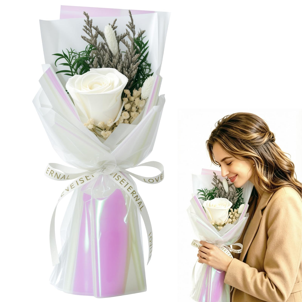 Preserved Flowers for Delivery,Purple Rose Bouquet Gift for Women and Mom,Preserved Flowers Bouquet,Birthday Flowers Gifts Grandma Wife Friends,Roses Gift Valentine’s Day Mothers Day