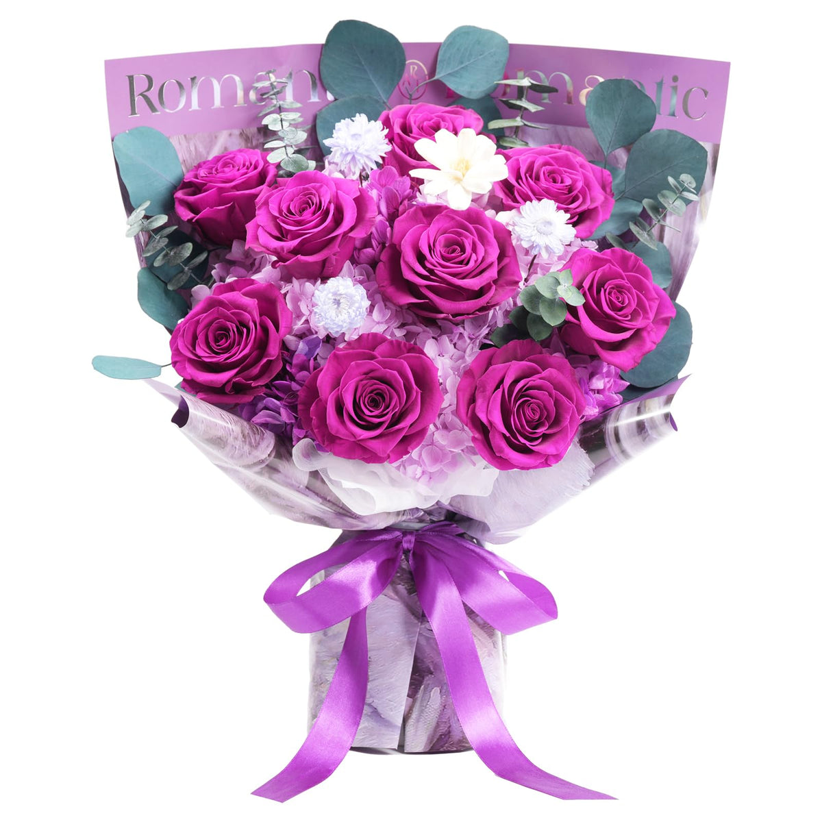 lovenfold Preserved Flowers for Delivery, Purple Rose Bouquets That Last 1-3 Years, Birthday Flowers Gifts for Women Mom Grandma Wife Friends