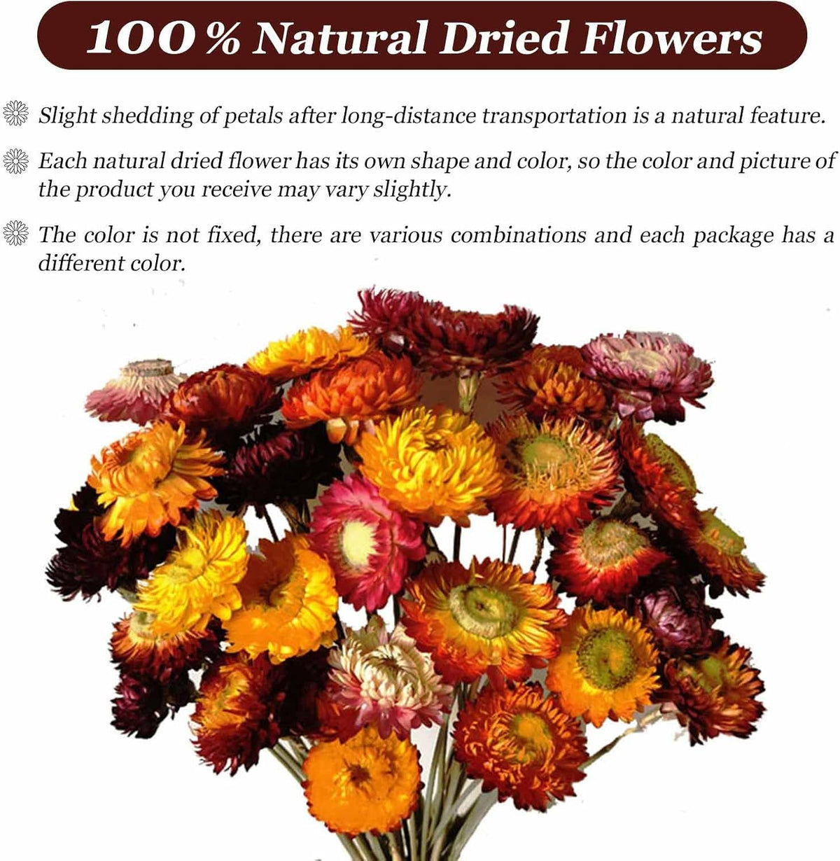 20 Pcs Dried Daisy Flower Bouquet, 17" Multicolor Fall Flowers, Vase Filler