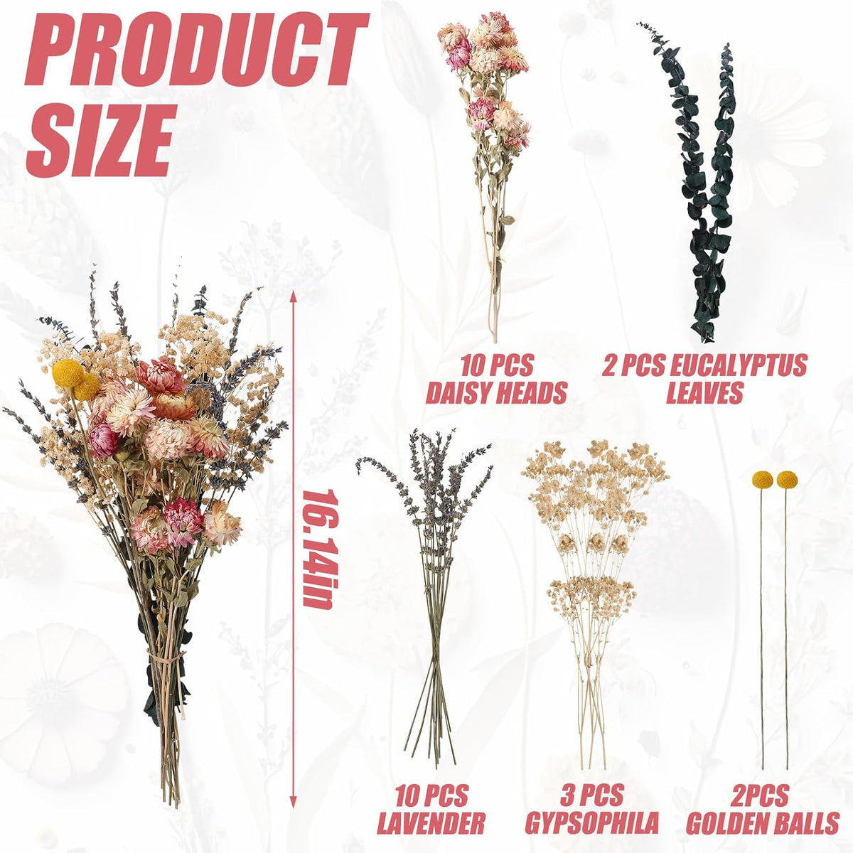 Pink Dried Flowers Bouquet Set Rustic Boho Flowers