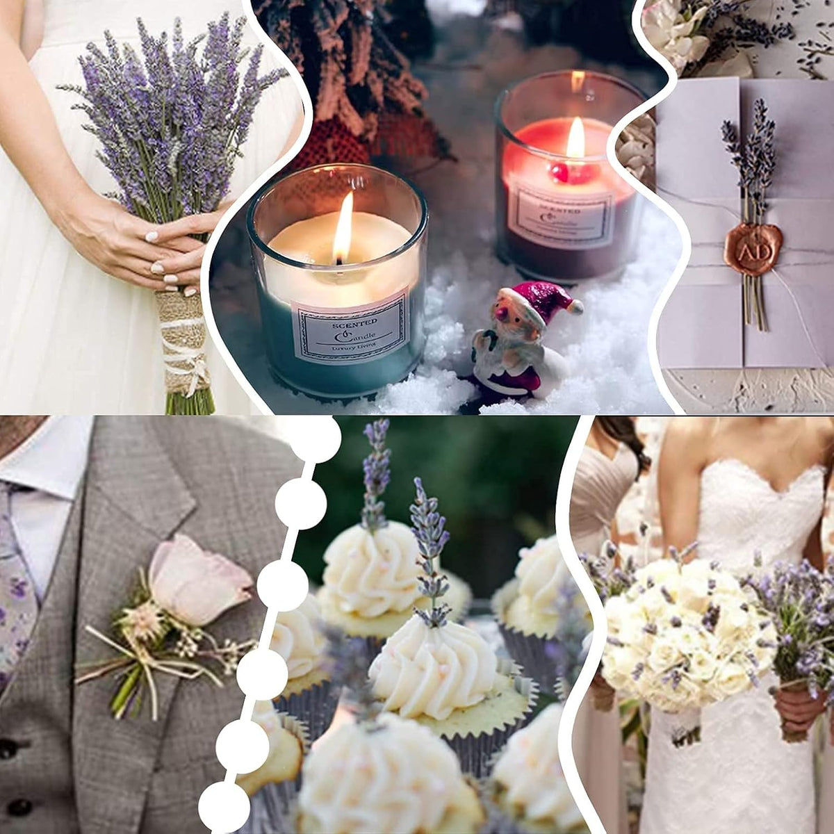 TOMOON 6 Packs Natural Dried Lavender Flowers Bouquet with Stems