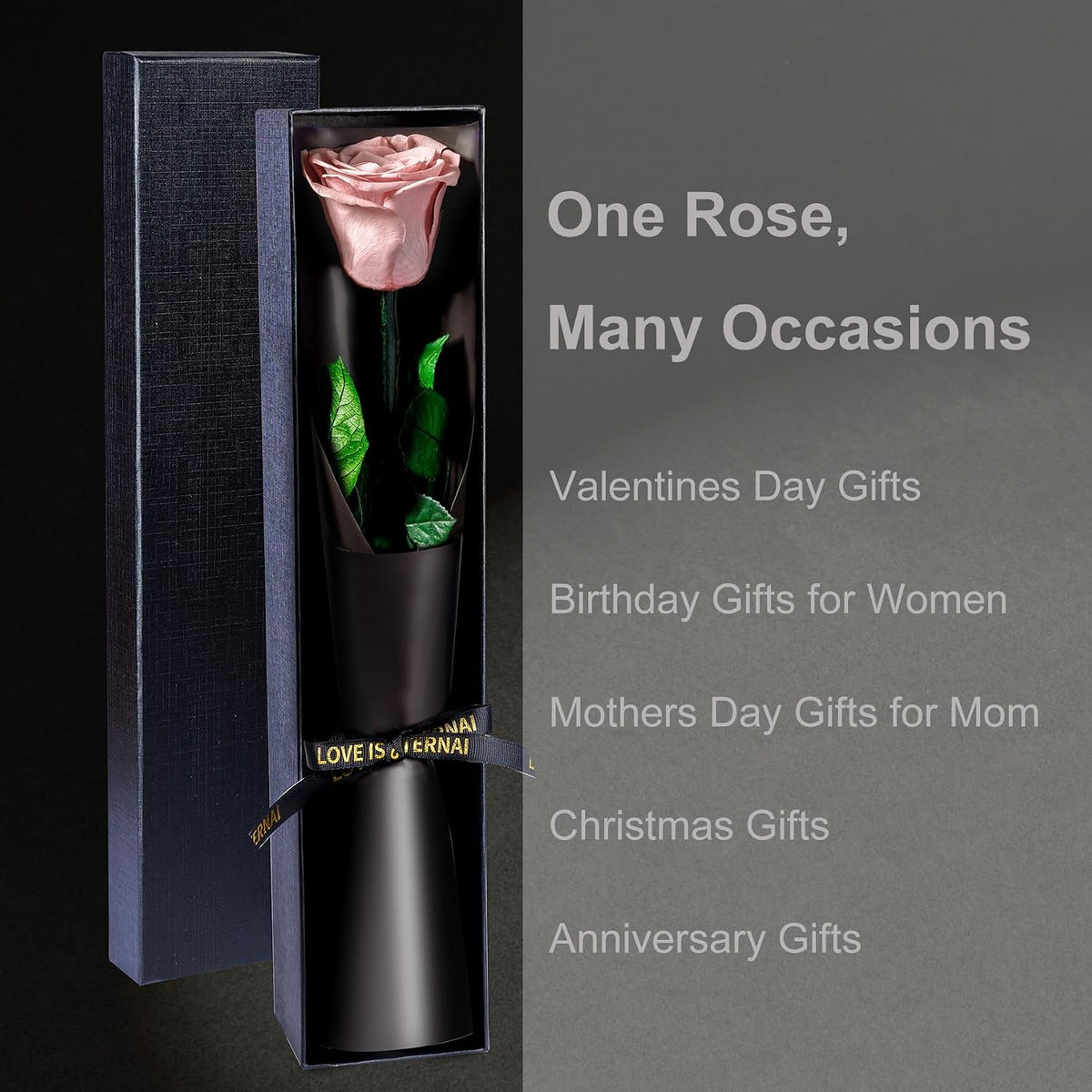 Preserved Flowers Gifts for Women, Flowers for Delivery, Single Roses with Stem, Valentines Day Roses Gifts for Her, Mothers Day Flowers for Mom (Dusty Rose, Single Rose)