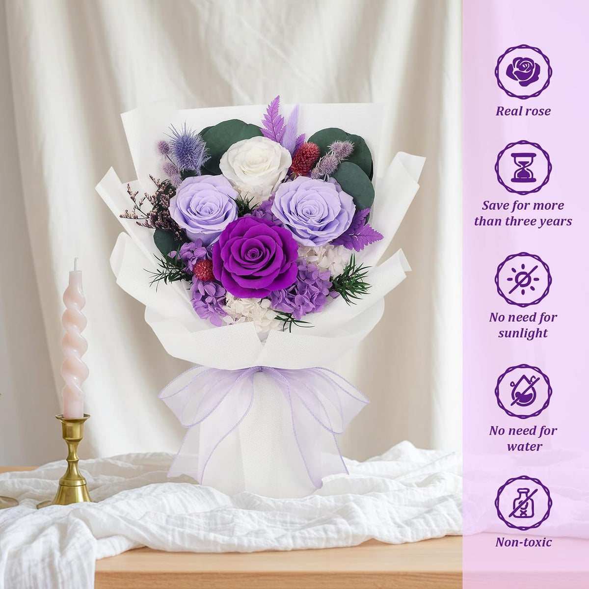 Flowers for Delivery Prime Preserved Real Roses Bouquet Save 3-5 Years