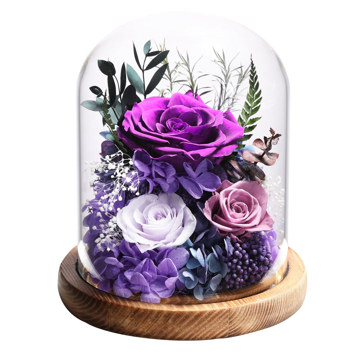 lovenfold Flowers for Delivery Preserved Rose Gifts for Women,Long-Lasting Forever Flowers in Glass Dome, Birthday Gifts for Women Mom Friend(Purple Rose)