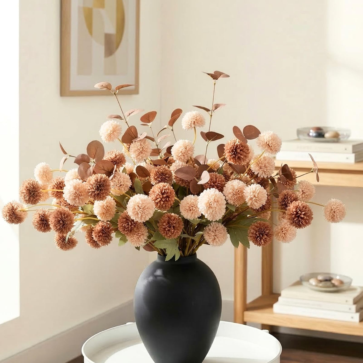 Beige Silk Flower Arrangements Decor, Large Floral Centerpieces For Tables