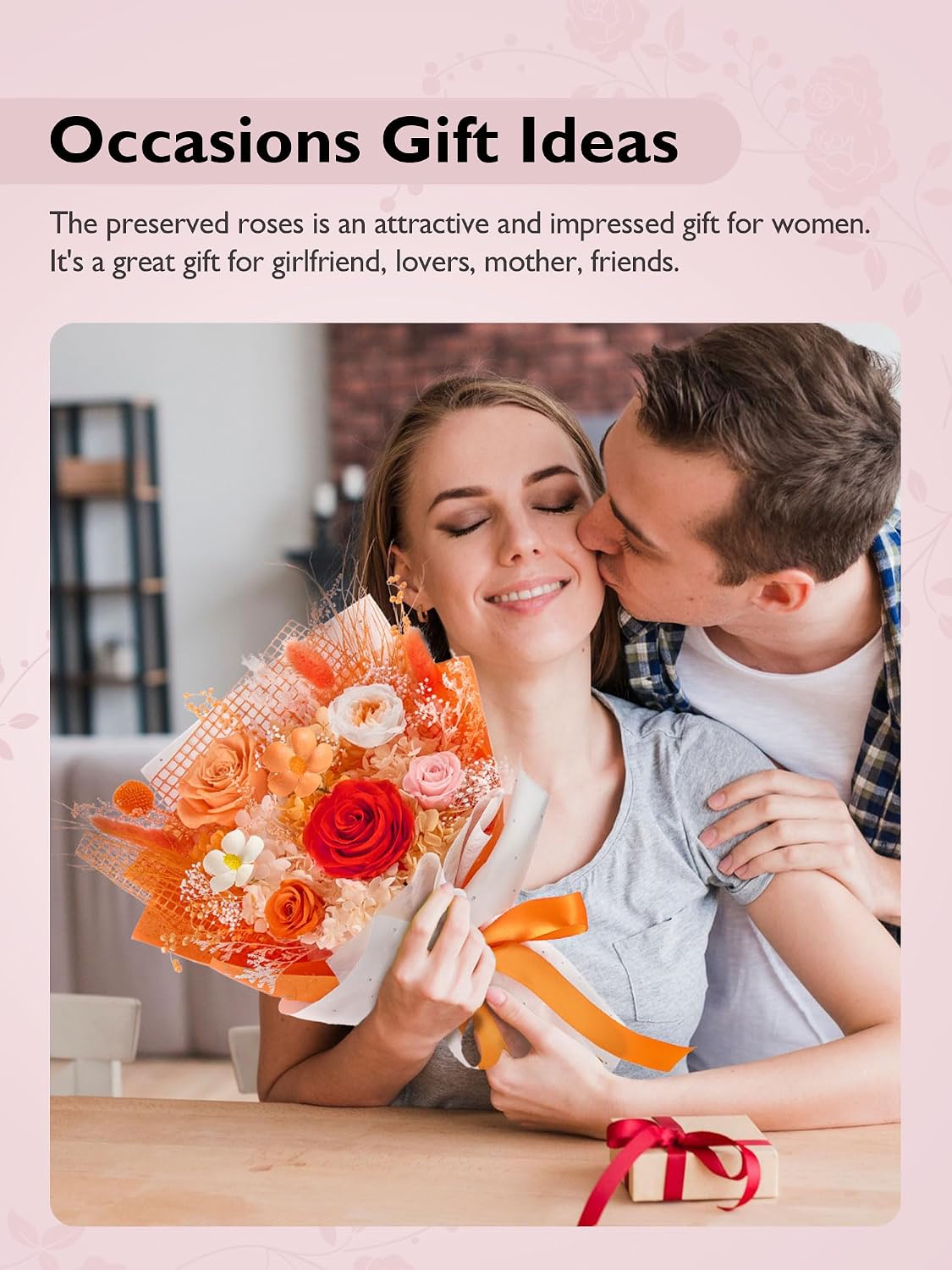 Preserved Flowers Bouquet Forever Flower Flower for Delivery Prime, Orange