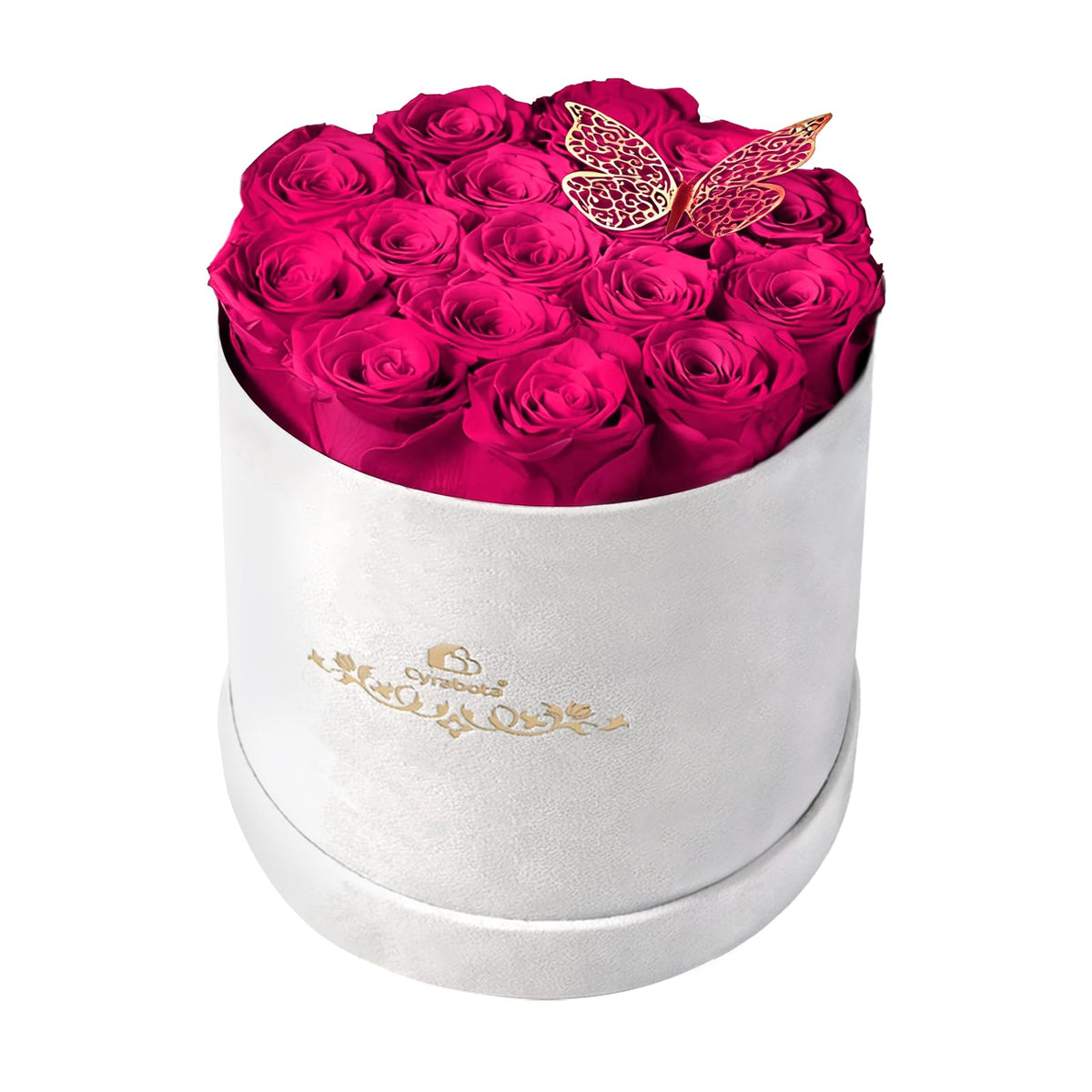 16 Light Pink Preserved Roses Round Gift Box for Women