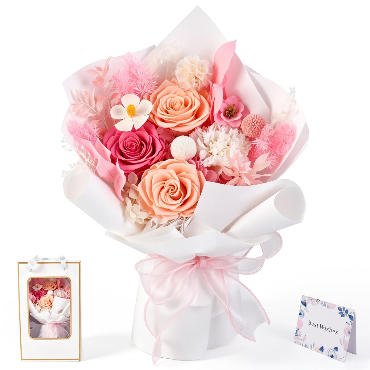 Preserved Purple Roses Bouquet Real Forever Flowers Gift for Women