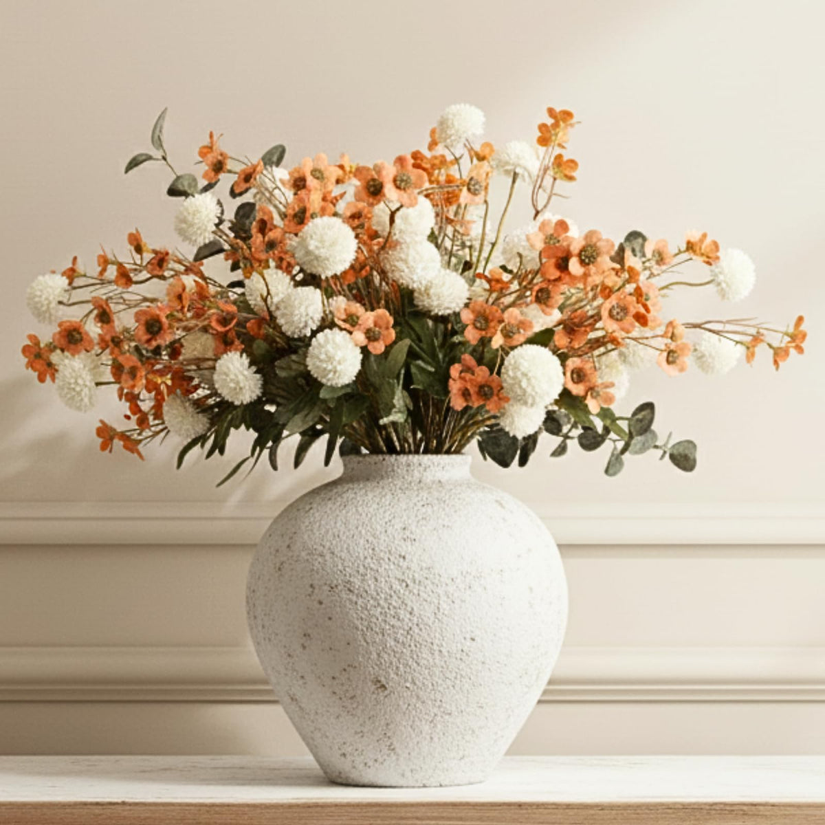 Beige Silk Flower Arrangements Decor, Large Floral Centerpieces For Tables