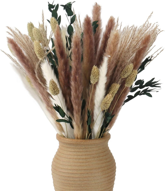 MIHUAGE Dried Flower Boho Bouquet – Exquisite Pampas Grass Bunny Tail and Eucalyptus for Home Decor Arrangements, Rustic Flowers for Your Bohemian Home, Bedroom, and Wedding Table Décor