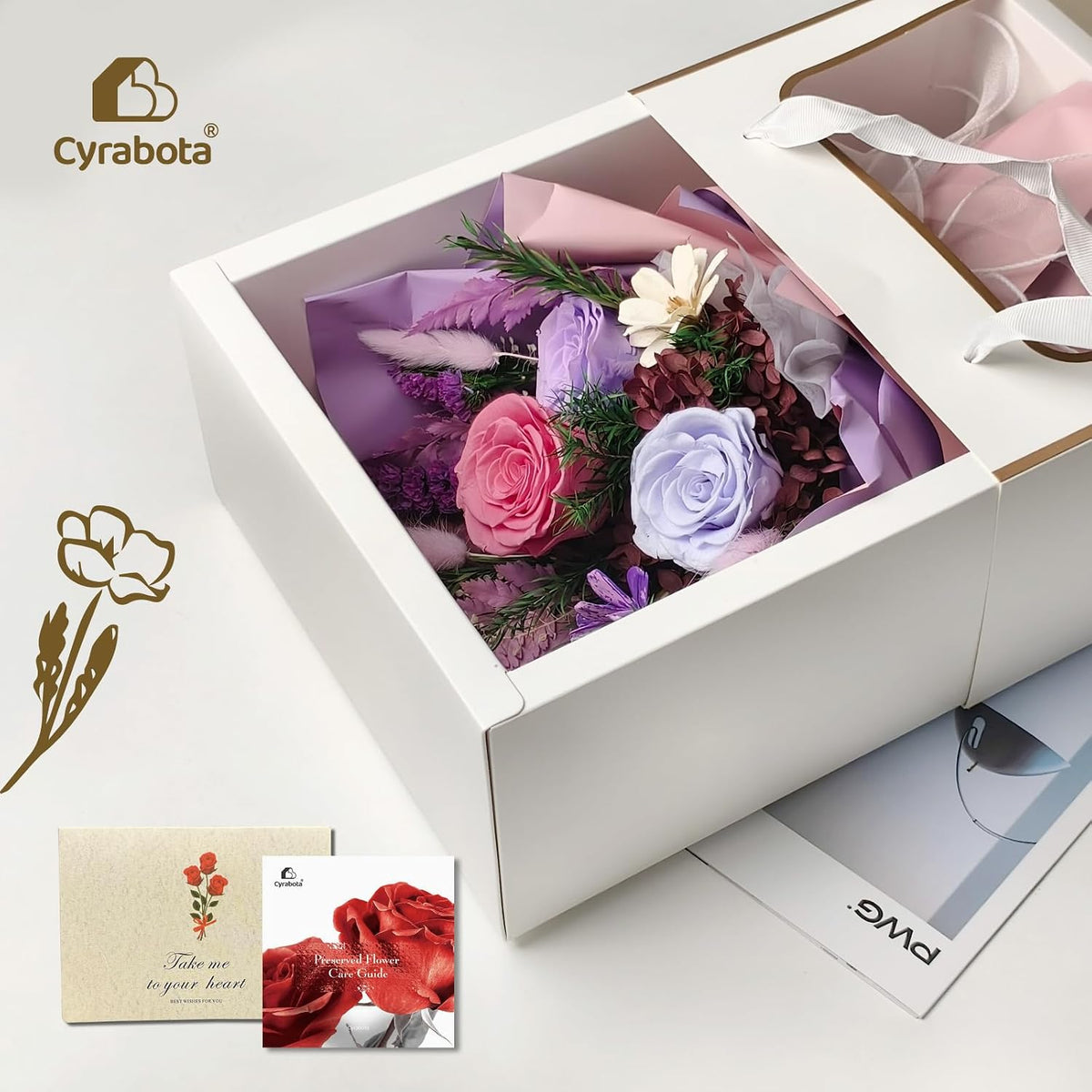 Preserved Roses Eternal Flowers Real Purple Roses that Last 3 Years Home Decor Birthday Gifts for Women Mothers Day Flowers for Wife
