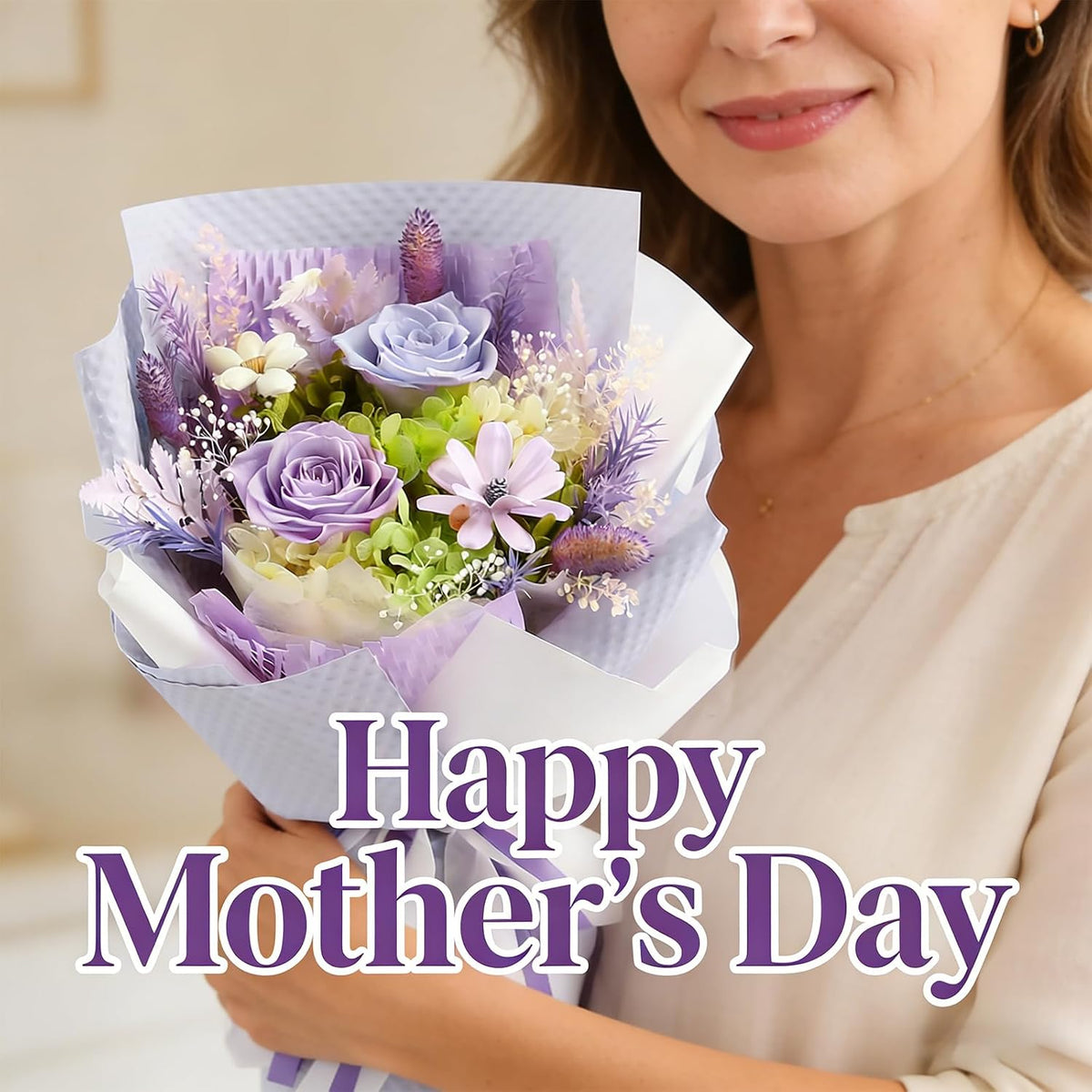Purple Long‑Lasting Preserved Flower Bouquet with Gift Box