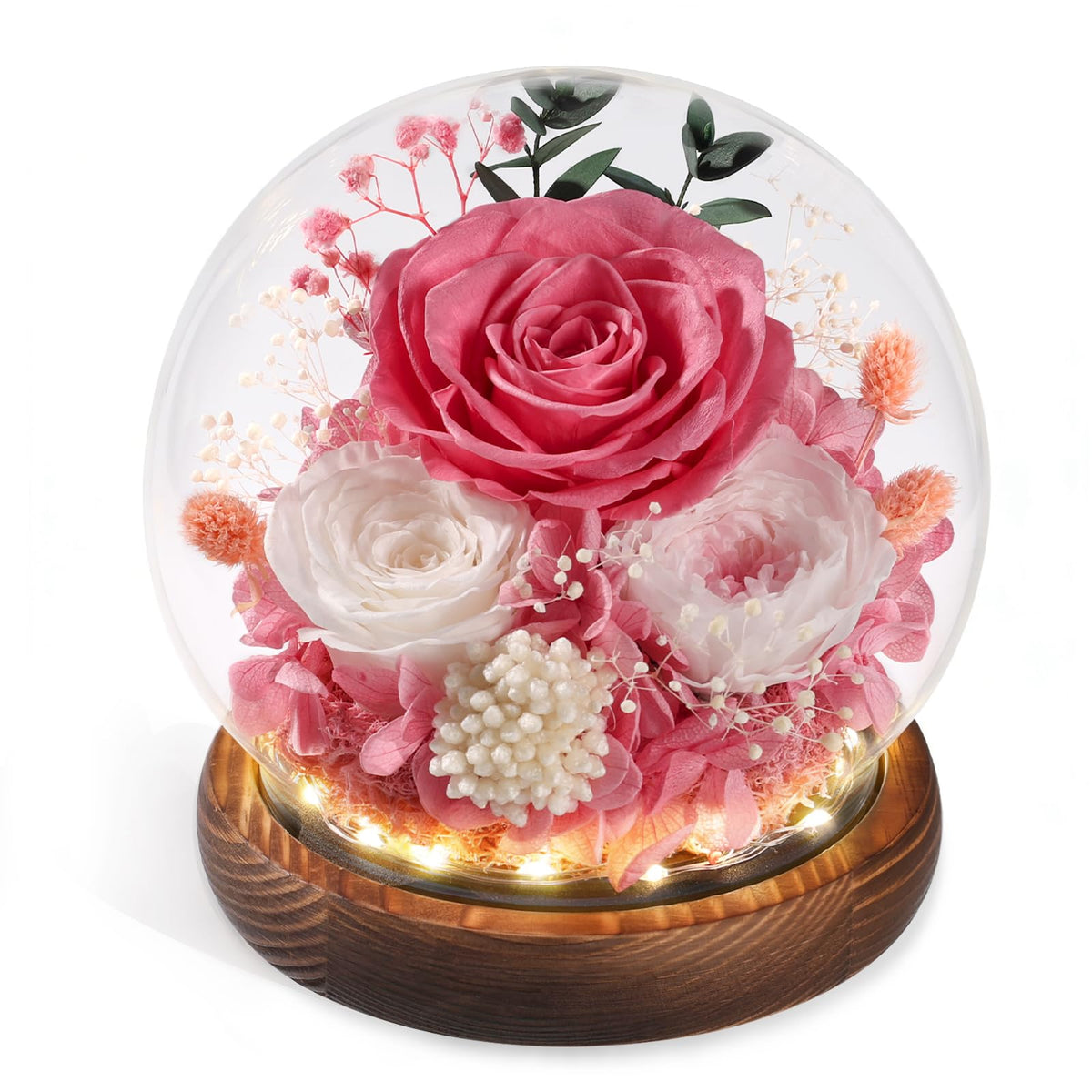 FIACO Gifts for Mom Flowers for Delivery Birthday Gifts for Women Grandma Forever Preserved Eternal Rose in Glass Dome Mother Days Valentines Anniversary for Girlfriend Wife Her, Purple